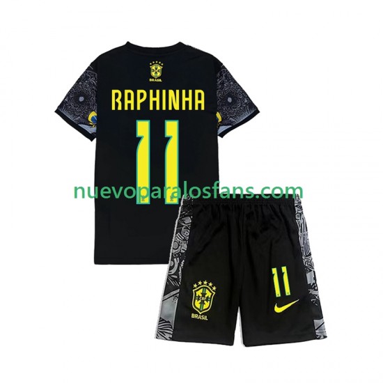 Brasil RAPHINHA 11 Cheist the Redeemer Football Shirts Niño Casa 2024 Manga Corta