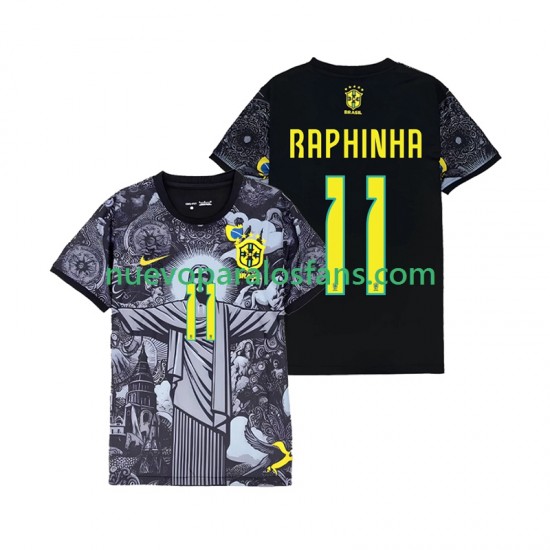 Camiseta de Fútbol Brasil RAPHINHA 11 Cheist the Redeemer Hombre Casa 2024 Manga Corta