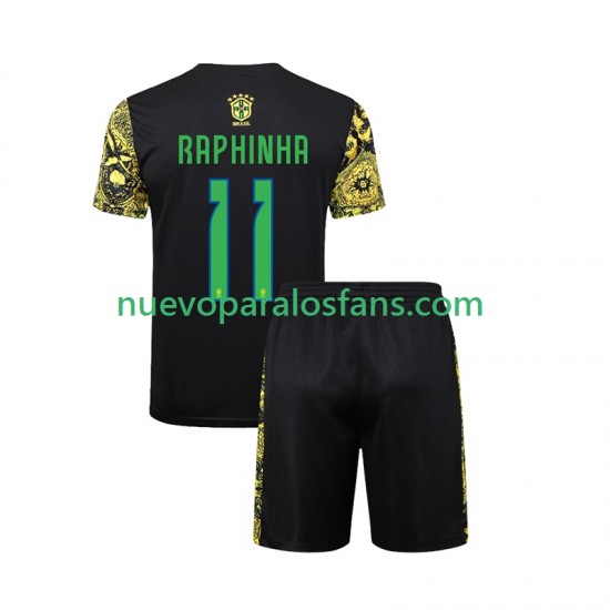 Camiseta de Fútbol Brasil RAPHINHA 11 Jesus Niño Casa 2024 Manga Corta