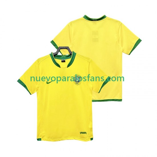 Camiseta de Fútbol Brasil Retro Hombre Casa 2006 Manga Corta