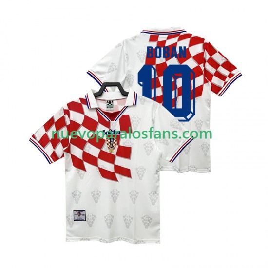 Camiseta de Fútbol Croacia BOBAN 10 Retro Hombre Casa 1998 Manga Corta