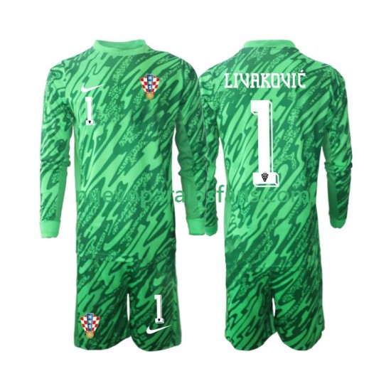 Camiseta de Fútbol Croacia DOMINIK LIVAKOVIC 1 Portero Niño Exterior 2024 Manga Larga