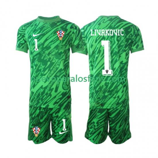 Camiseta de Fútbol Croacia DOMINIK LIVAKOVIC 1 Portero Niño Exterior 2024 Manga Corta