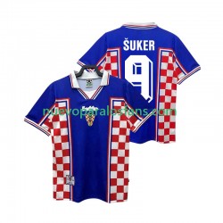 Camiseta de Fútbol Croacia SUKER 9 Retro Hombre Exterior 1998 Manga Corta
