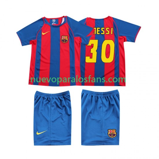 Camiseta de Fútbol FC Barcelona Lionel Messi 10 Retro Niño Casa 2004 Manga Corta