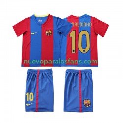 Camiseta de Fútbol FC Barcelona RONALDINHO 10 2007 Retro Niño Casa 2006 Manga Corta