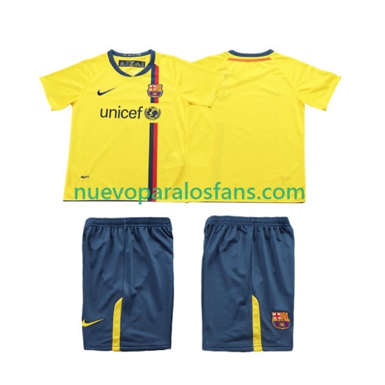 Camiseta de Fútbol FC Barcelona 2009 Retro Niño Exterior 2008 Manga Corta