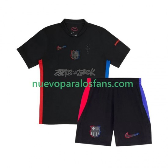 Camiseta de Fútbol FC Barcelona TRAVIS SCOTT Niño Exterior 2024-2025 Manga Corta