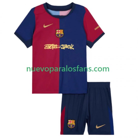 Camiseta de Fútbol FC Barcelona TRAVIS SCOTT Niño Casa 2024-2025 Manga Corta