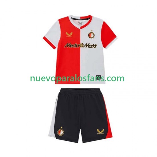 Camiseta de Fútbol Feyenoord Rotterdam Niño Casa 2025-2026 Manga Corta