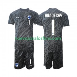 Camiseta de Fútbol Finlandia HRADECKY 1 Portero Niño Casa 2024 Manga Corta