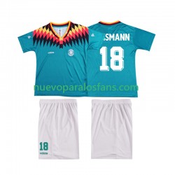 Camiseta de Fútbol Alemania KLINSMANN 18 Retro Niño Exterior 1994 Manga Corta
