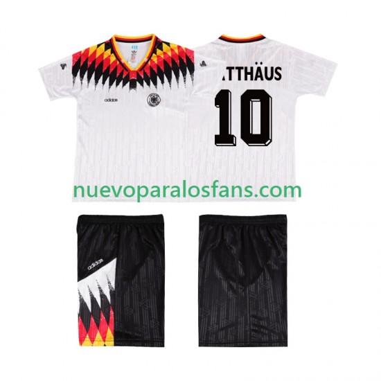 Camiseta de Fútbol Alemania MATTHAUS 10 Retro Niño Casa 1994 Manga Corta