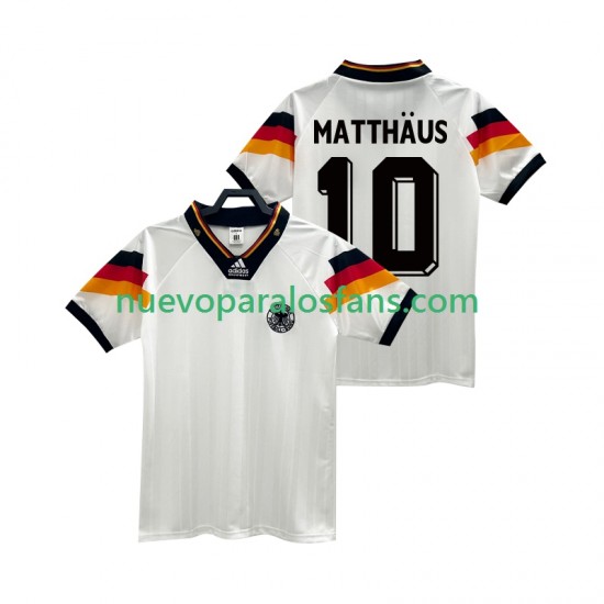 Camiseta de Fútbol Alemania MATTHAUS 10 1992 Retro Hombre Casa Manga Corta