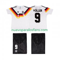 Camiseta de Fútbol Alemania VOLLER 9 1990 Retro Niño Casa Manga Corta