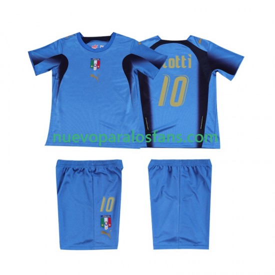 Camiseta de Fútbol Italia TOTTI 10 Retro Niño Casa 2006 Manga Corta
