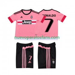 Camiseta de Fútbol Juventus Cristiano RONALDO 7 2015 2016 Retro Niño Exterior Manga Corta