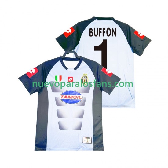 Camiseta de Fútbol Juventus Buffon 1 Portero Retro Hombre Casa 2002-2003 Manga Corta