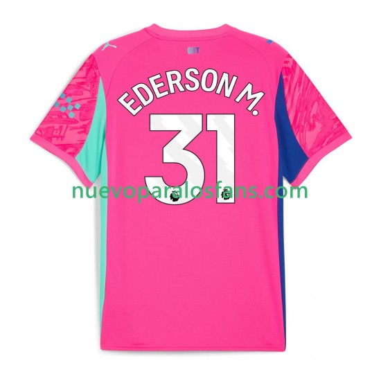 Camiseta de Fútbol Manchester City Ederson Moraes 31 Portero Hombre Exterior 2025-2026 Manga Corta