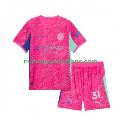 Camiseta de Fútbol Manchester City Ederson Moraes 31 Portero Niño Exterior 2025-2026 Manga Corta