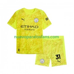 Camiseta de Fútbol Manchester City Ederson Moraes 31 Portero Niño Tercera 2025-2026 Manga Corta
