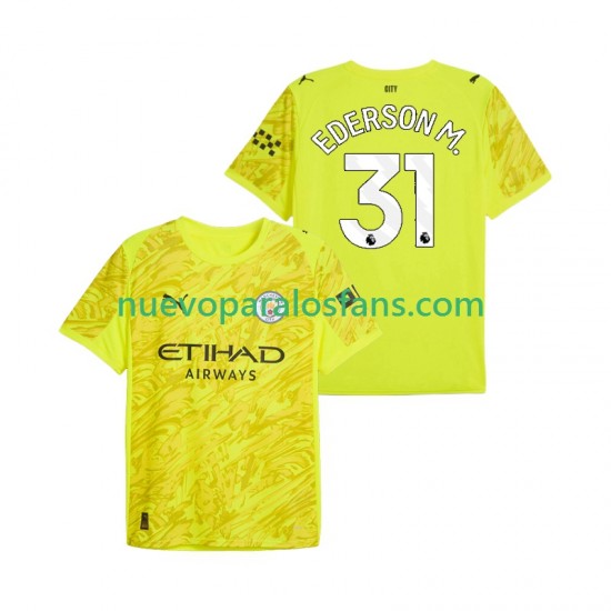 Camiseta de Fútbol Manchester City Ederson Moraes 31 Portero Hombre Tercera 2025-2026 Manga Corta