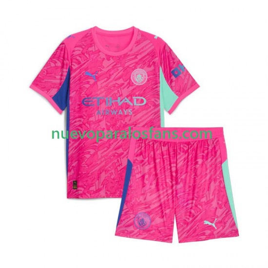 Camiseta de Fútbol Manchester City Portero Niño Exterior 2025-2026 Manga Corta