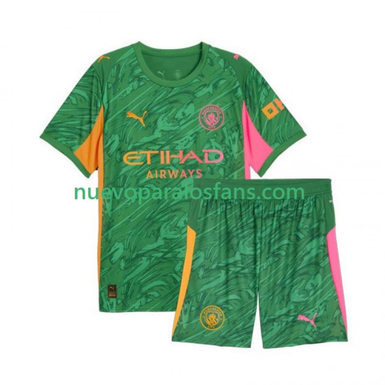 Camiseta de Fútbol Manchester City Portero Niño Casa 2025-2026 Manga Corta