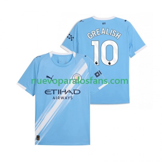 Camiseta de Fútbol Manchester City Jack Grealish 10 Hombre Casa 2025-2026 Manga Corta