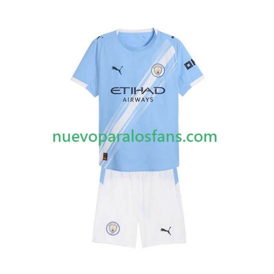 Camiseta de Fútbol Manchester City Niño Casa 2025-2026 Manga Corta