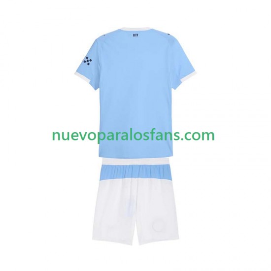 Camiseta de Fútbol Manchester City Niño Casa 2025-2026 Manga Corta
