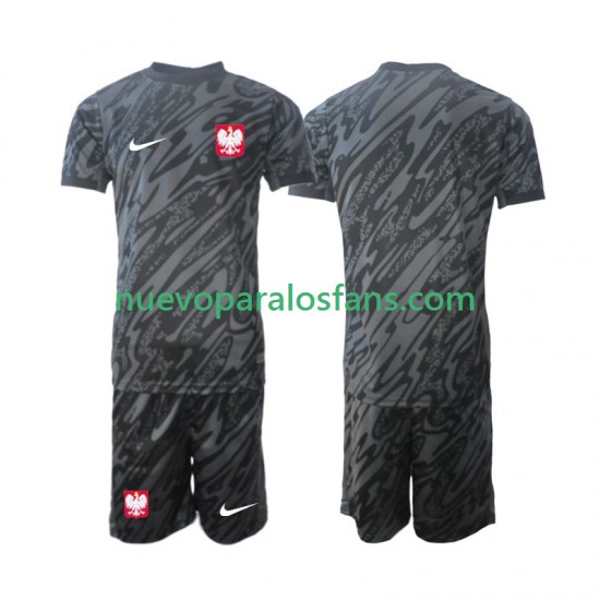 Camiseta de Fútbol Polonia Portero Niño Exterior 2024 Manga Corta