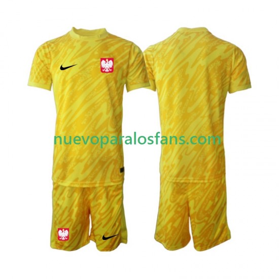 Camiseta de Fútbol Polonia Portero Niño Casa 2024 Manga Corta