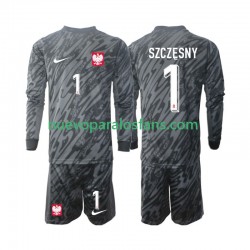 Camiseta de Fútbol Polonia Szczesny 1 Portero Niño Exterior 2024 Manga Larga