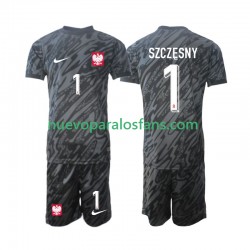 Camiseta de Fútbol Polonia Szczesny 1 Portero Niño Exterior 2024 Manga Corta