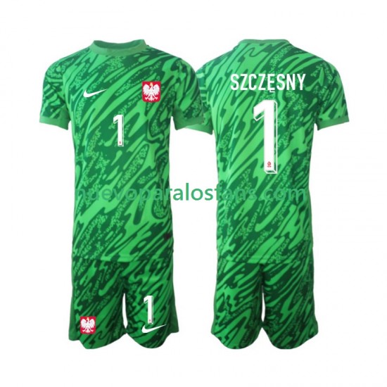 Camiseta de Fútbol Polonia Szczesny 1 Portero Niño Tercera 2024 Manga Corta