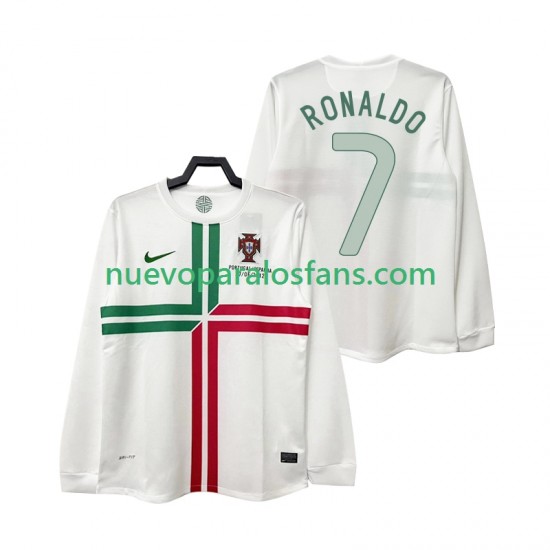 Camiseta de Fútbol Portugal Cristiano Ronaldo 7 2012 Retro Hombre Exterior Manga Larga