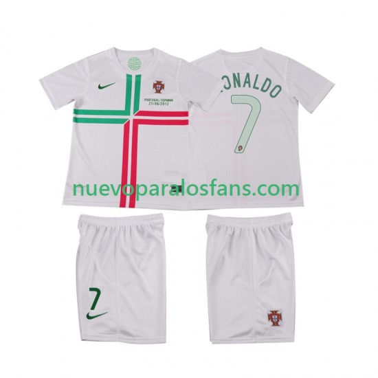 Camiseta de Fútbol Portugal Cristiano Ronaldo 7 2012 Retro Niño Exterior Manga Corta