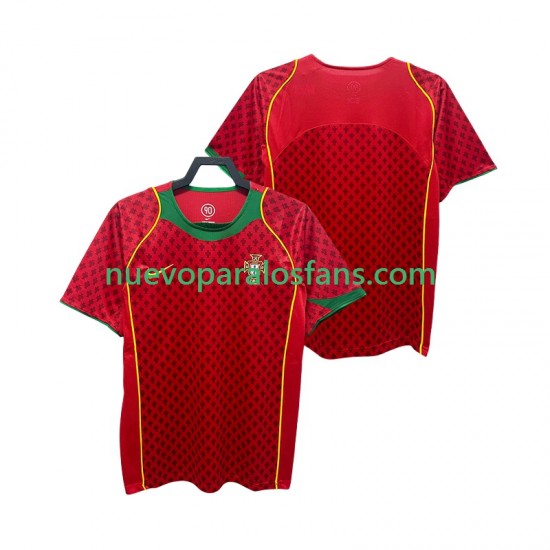 Camiseta de Fútbol Portugal Retro Hombre Casa 2004 Manga Corta