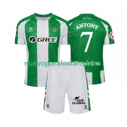 Camiseta de Fútbol Real Betis Antony 7 Niño Casa 2025-2026 Manga Corta
