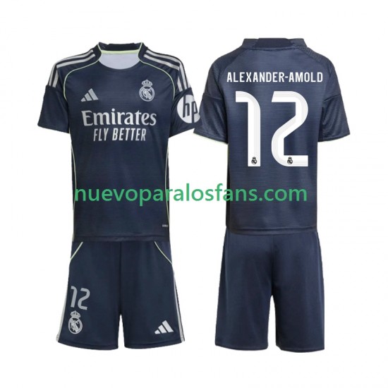 Camiseta de Fútbol Real Madrid Alexander-Arnold 12 Niño Exterior 2025-2026 Manga Corta
