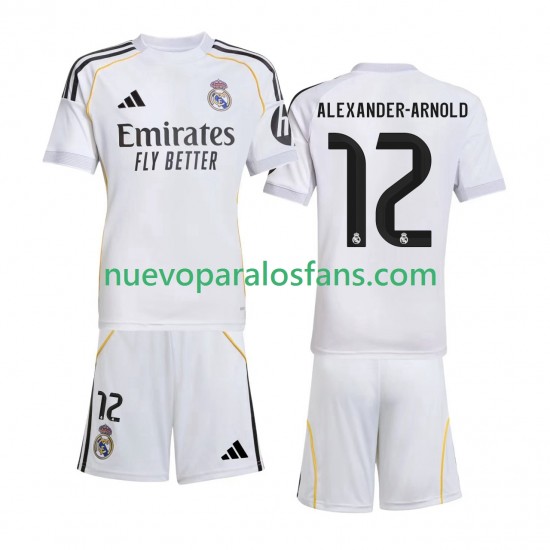 Camiseta de Fútbol Real Madrid Alexander-Arnold 12 Niño Casa 2025-2026 Manga Corta