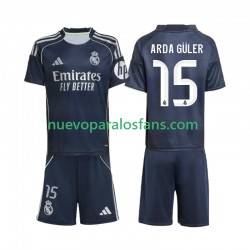 Camiseta de Fútbol Real Madrid Arda Guler 15 Niño Exterior 2025-2026 Manga Corta