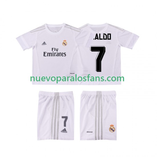 Camiseta de Fútbol Real Madrid Cristiano Ronaldo 7 2015 2016 Retro Niño Casa Manga Corta