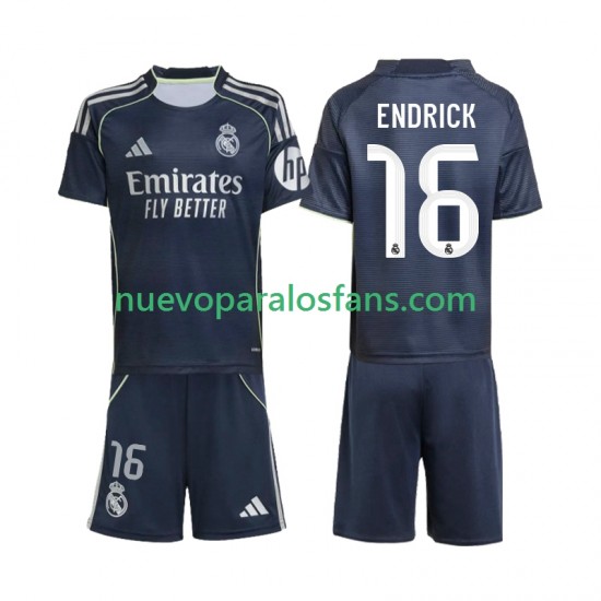 Camiseta de Fútbol Real Madrid Endrick 16 Niño Exterior 2025-2026 Manga Corta