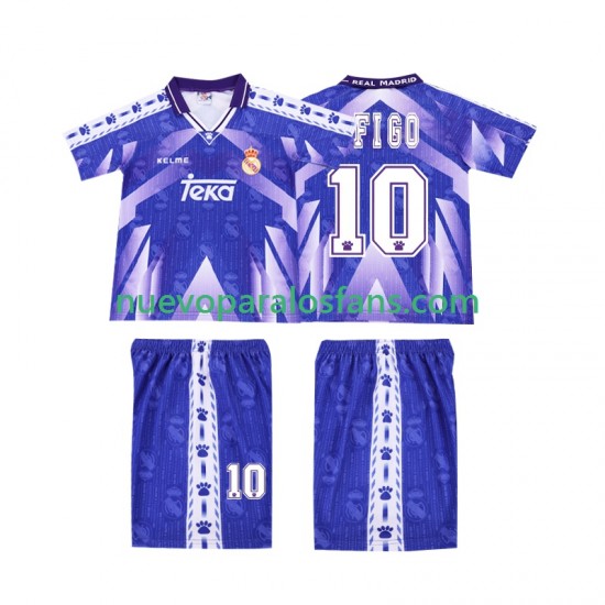 Camiseta de Fútbol Real Madrid FIGO 10 1996-1997 Retro Niño Exterior Manga Corta