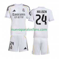 Camiseta de Fútbol Real Madrid Huijsen 24 Niño Casa 2025-2026 Manga Corta