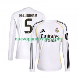 Camiseta de Fútbol Real Madrid Jude Bellingham 5 Hombre Casa 2025-2026 Manga Larga