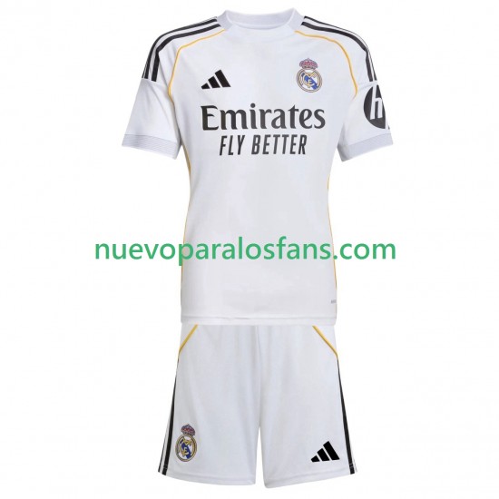 Camiseta de Fútbol Real Madrid Niño Casa 2025-2026 Manga Corta