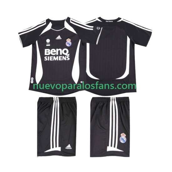 Camiseta de Fútbol Real Madrid 2007 Retro Niño Exterior 2006 Manga Corta